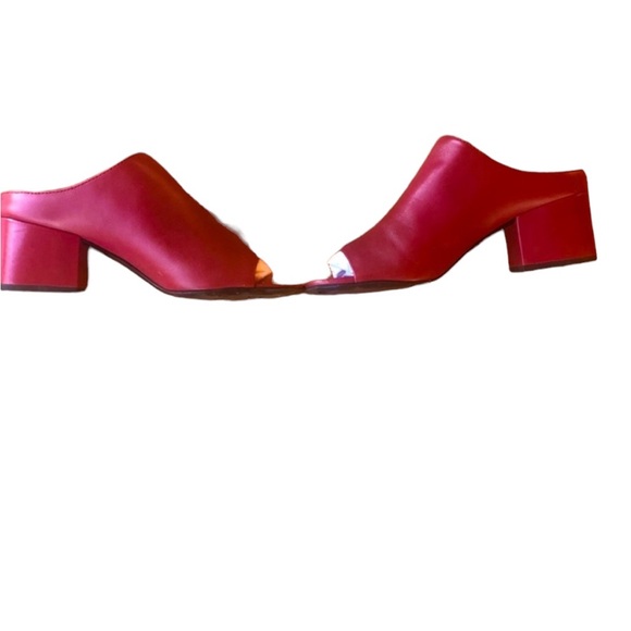 Philip Lim Cube 3.1 Open Toe Leather Burgundy  Chunky Block Heel Mules - Picture 10 of 13